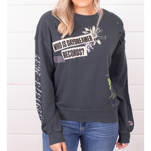 Daydreamer Tops - Daydreamer Distressed Crewneck Sweatshirt